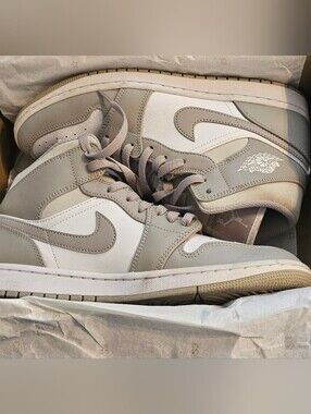 ❗️ JORDAN 1 MID LEATHER UPPER  Sneakers - Light Grey / White UNISEX ❗️